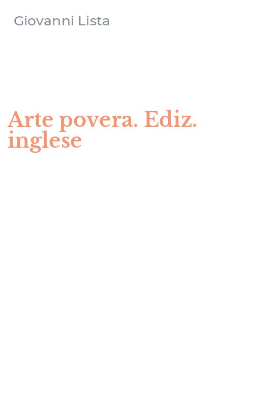 Arte povera. Ediz. inglese