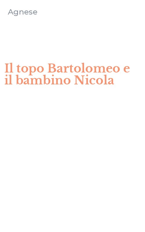 Il topo Bartolomeo e il bambino Nicola