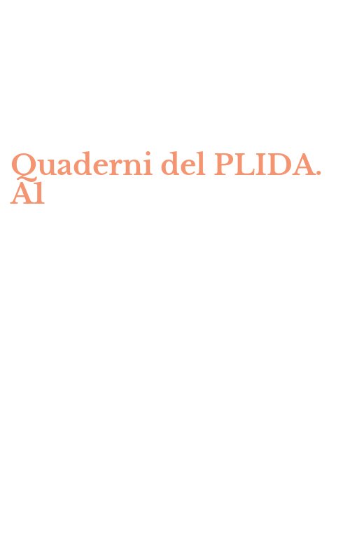 Quaderni del PLIDA. A1