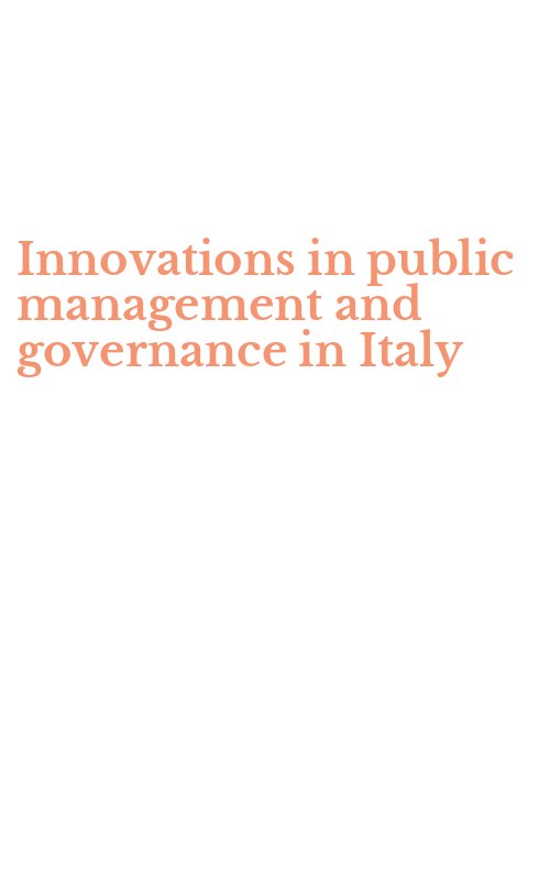 Innovations in public management and governance in Italy