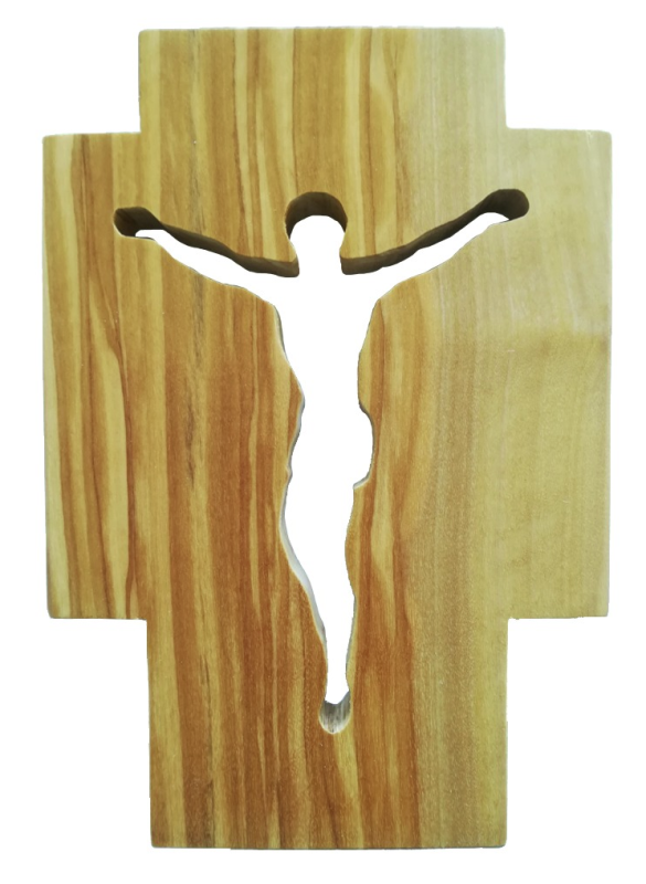 CROCE TRAFORATA IN LEGNO D'OLIVO 11X18