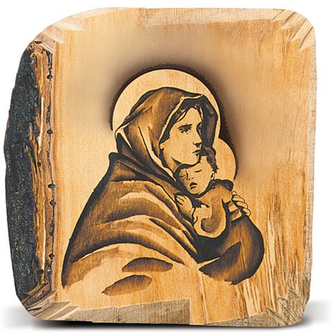 MADONNA DEL RIPOSO SU LEGNO DI OLIVO 17X22