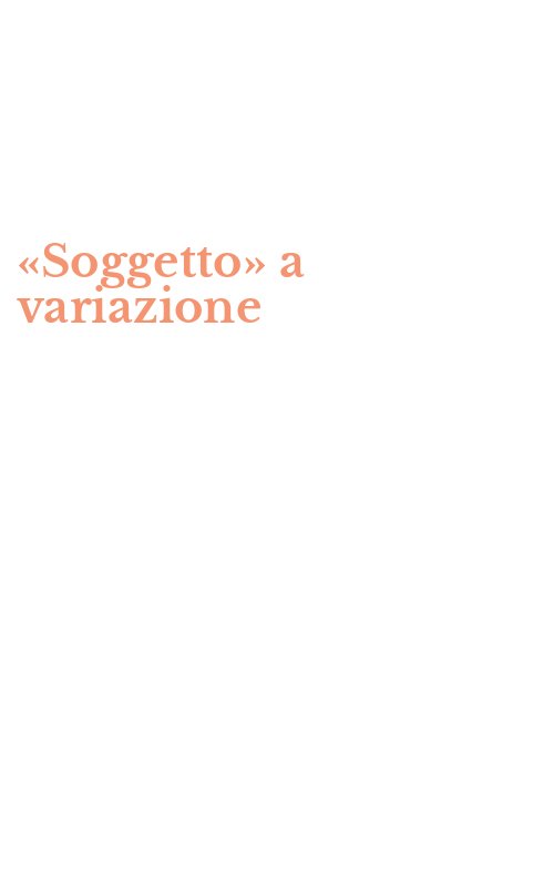 «Soggetto» a variazione