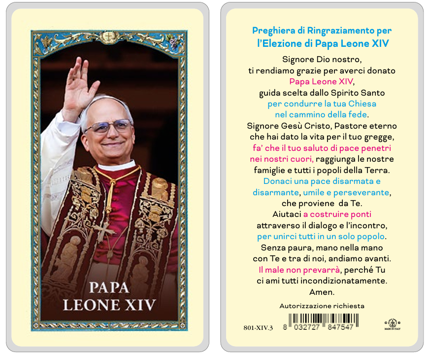 CARD PAPA LEONE XIV PLASTIFICATA - 6,4X11,4 CM
