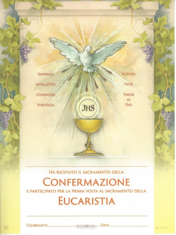 PERGAMENA CONFERMAZIONE EUCARISTIA