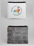 PORTAROSARIO IN SIMILPELLE 7.5x7.5 cm CON LOGO DEL GIUBILEO 2025