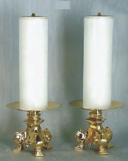 COPPIA CANDELABRI COMPLETI DI FINTA CANDELA E CARTUCCIA