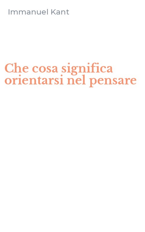 Che cosa significa orientarsi nel pensare