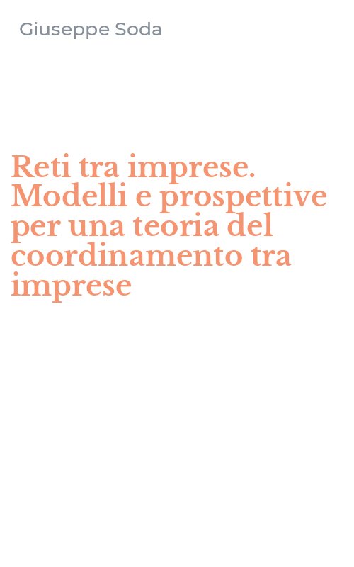 Reti tra imprese. Modelli e prospettive per una teoria del coordinamento tra imprese
