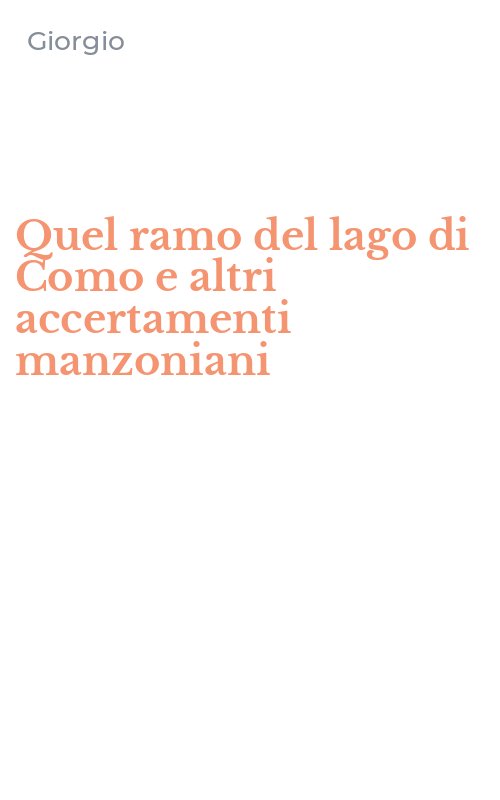 Quel ramo del lago di Como e altri accertamenti manzoniani