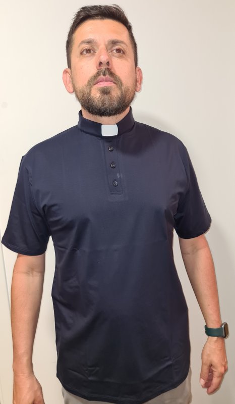 Polo manica corta blu filo di scozia