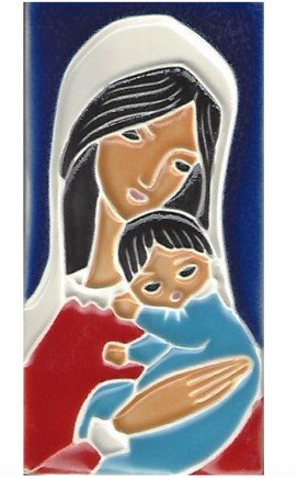 FORMELLA CERAMICA MADONNA CON BIMBO