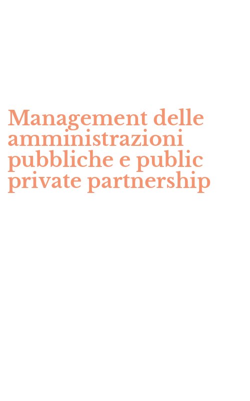Management delle amministrazioni pubbliche e public private partnership