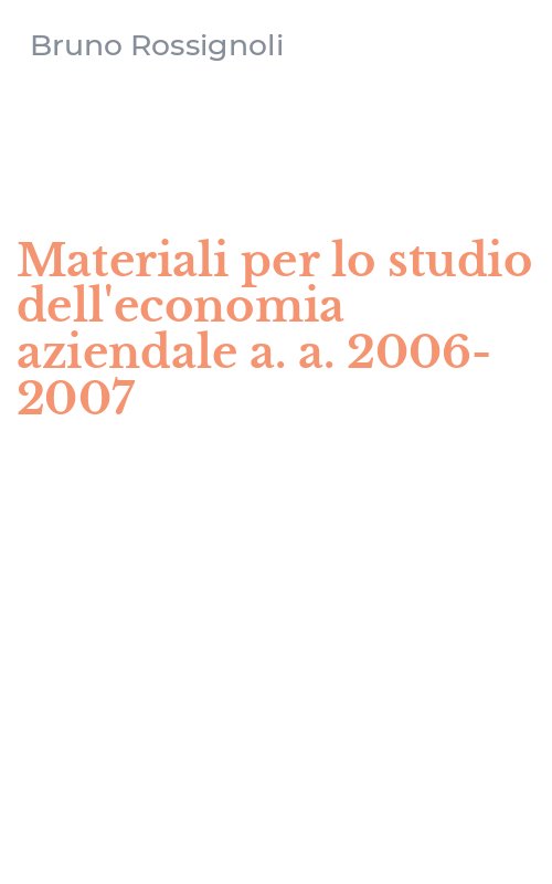 Materiali per lo studio dell'economia aziendale a. a. 2006-2007