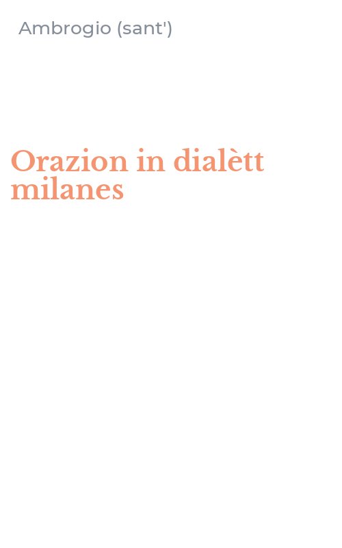 Orazion in dialètt milanes