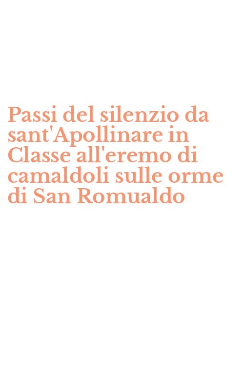 Passi del silenzio da sant'Apollinare in Classe all'eremo di camaldoli sulle orme di San Romualdo