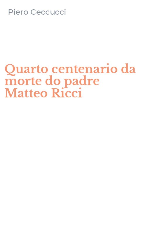 Quarto centenario da morte do padre Matteo Ricci