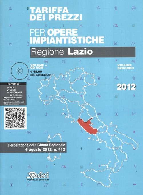 Tariffa dei prezzi per le opere impiantistiche. Regione Lazio