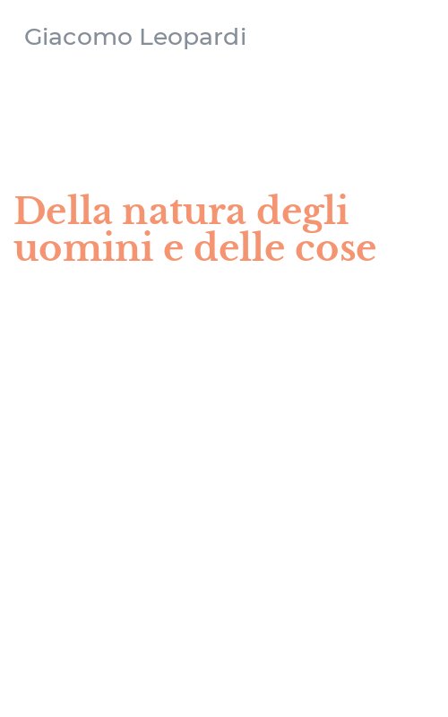 Della natura degli uomini e delle cose