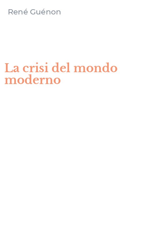 La crisi del mondo moderno