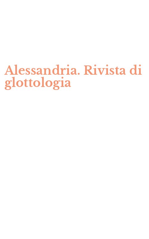 Alessandria. Rivista di glottologia
