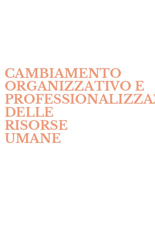 CAMBIAMENTO ORGANIZZATIVO E PROFESSIONALIZZAZIONE DELLE RISORSE UMANE