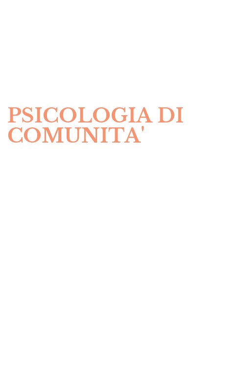 PSICOLOGIA DI COMUNITA'