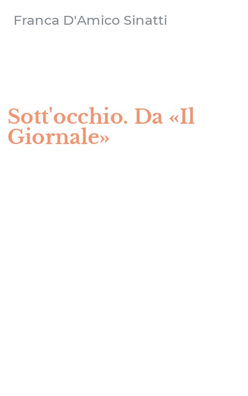 Sott'occhio. Da «Il Giornale»