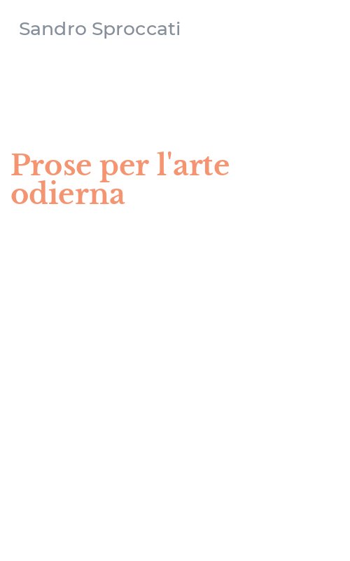 Prose per l'arte odierna