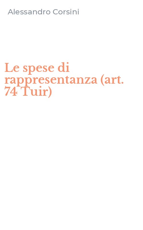 Le spese di rappresentanza (art. 74 Tuir)