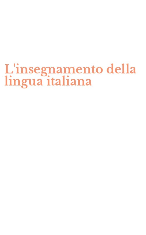 L'insegnamento della lingua italiana