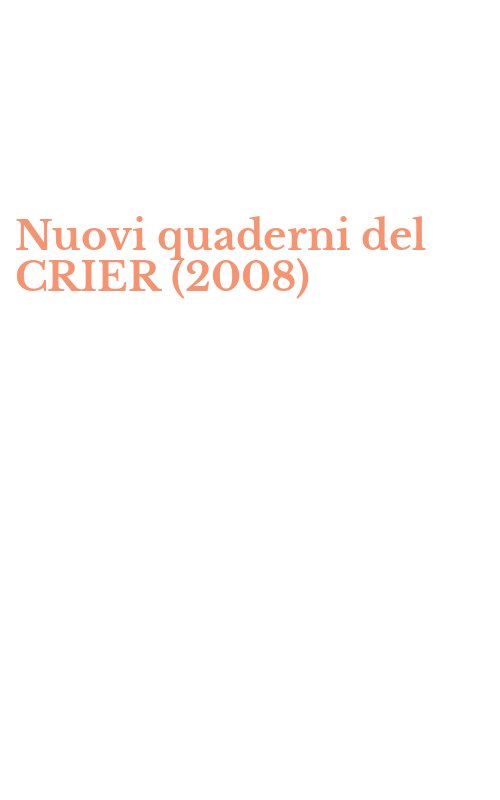 Nuovi quaderni del CRIER (2008)