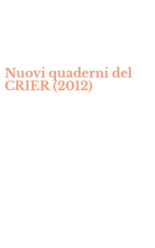 Nuovi quaderni del CRIER (2012)