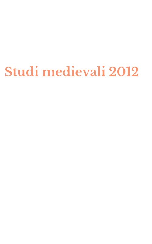 Studi medievali 2012