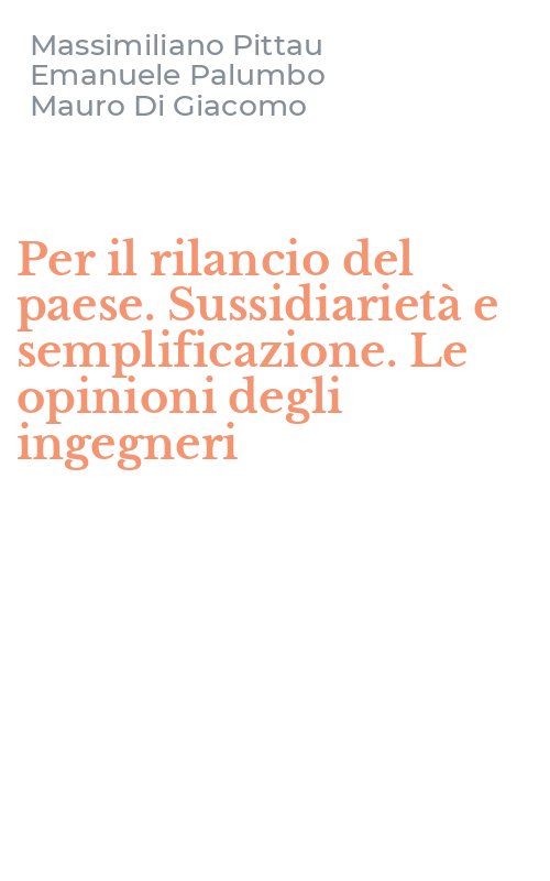Per il rilancio del paese. Sussidiarietà e semplificazione. Le opinioni degli ingegneri