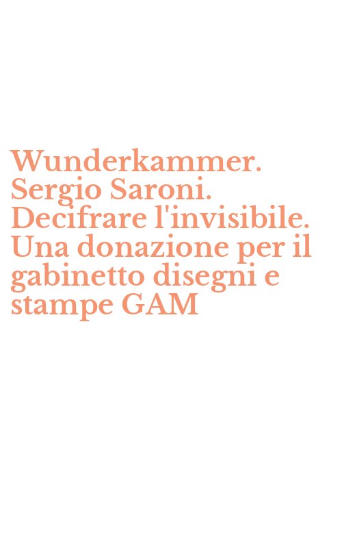 Wunderkammer. Sergio Saroni. Decifrare l'invisibile. Una donazione per il gabinetto disegni e stampe GAM