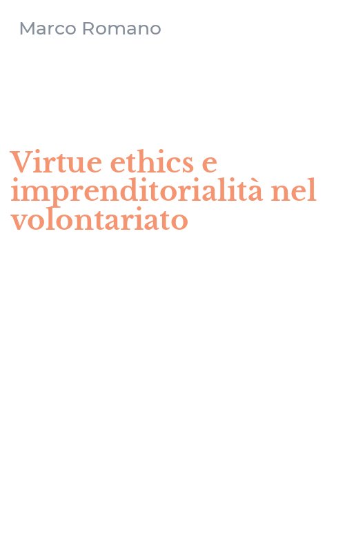 Virtue ethics e imprenditorialità nel volontariato