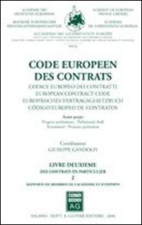 Code européen des contrats. Avant-projet