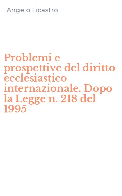 Problemi e prospettive del diritto ecclesiastico internazionale. Dopo la Legge n. 218 del 1995