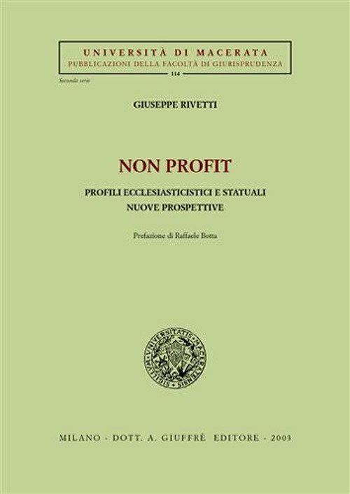 Non profit. Profili ecclesiasticistici e statuali. Nuove prospettive