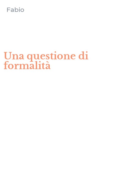Una questione di formalità