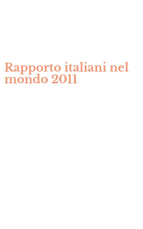 Rapporto italiani nel mondo 2011