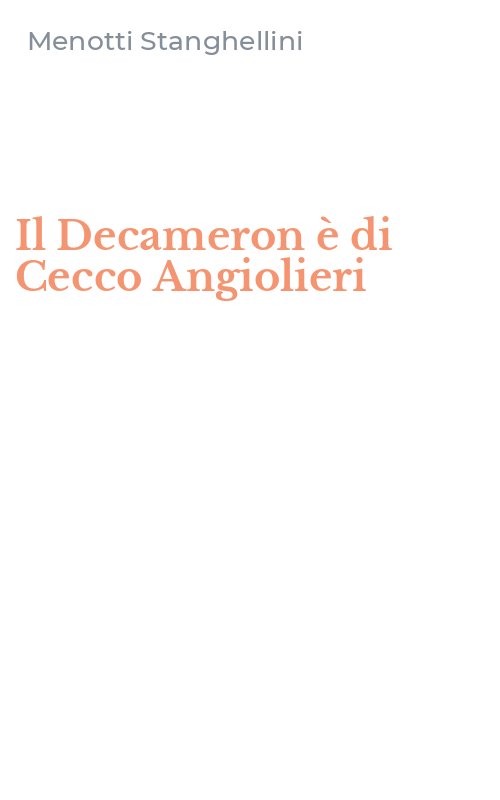 Il Decameron è di Cecco Angiolieri