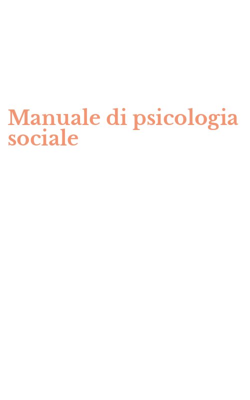 Manuale di psicologia sociale
