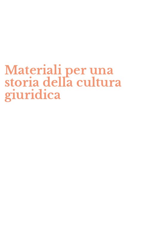 Materiali per una storia della cultura giuridica