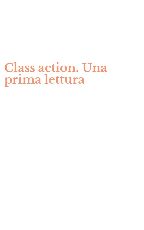 Class action. Una prima lettura