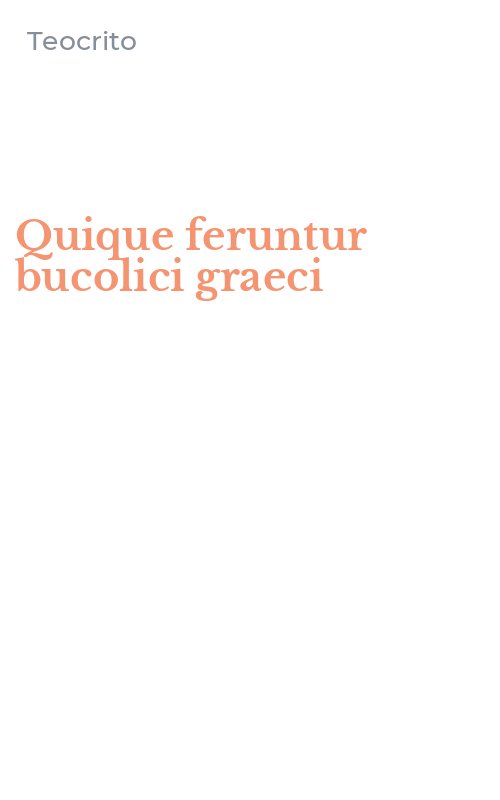 Quique feruntur bucolici graeci