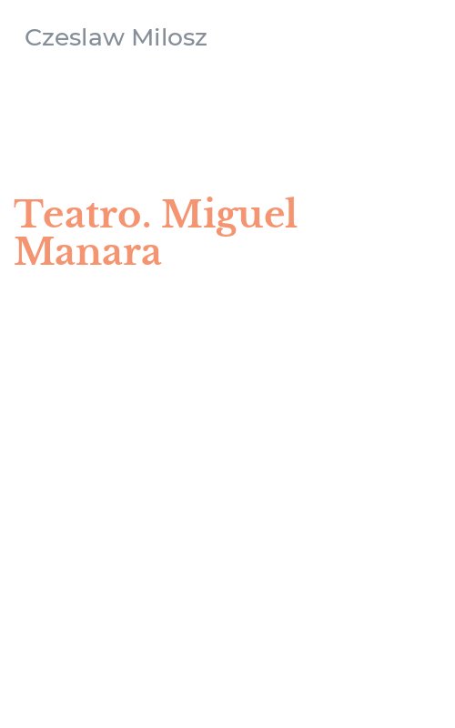 Teatro. Miguel Manara