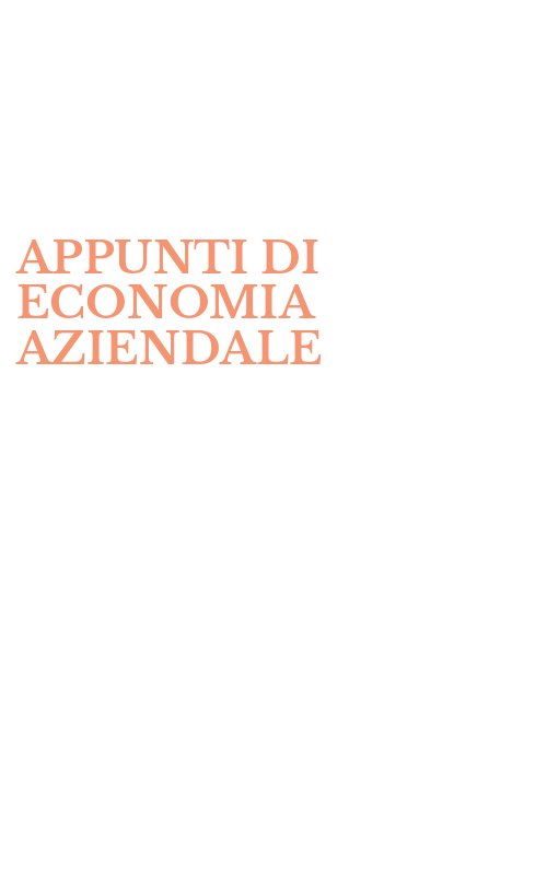 APPUNTI DI ECONOMIA AZIENDALE