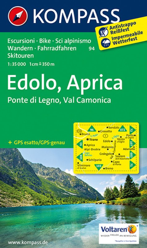 Carta escursionistica n. 94. Edolo, Aprica 1:35.000